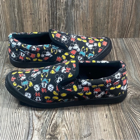 Disney Mickey and Minnie Mouse Women's Size 7 Black Canvas Slip On Sneakers - Picture 8 of 13